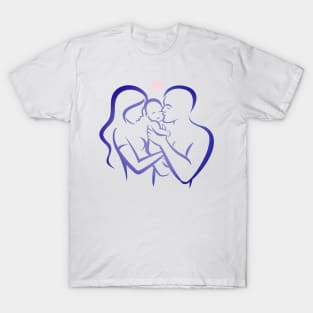 Happy family line drawing T-Shirt